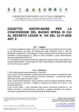 Pieve Di Teco, Pornassio, Ranzo, Rezzo Ufficio Servizi Sociali E Trasporto Scolastico E Vessalico Pieve Di Teco -Piazza Brunengo -CAP 18026