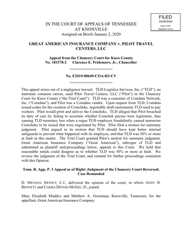 GREAT AMERICAN INSURANCE COMPANY V. PILOT TRAVEL CENTERS, LLC