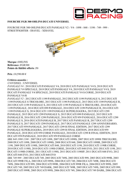 Fourche Fgr 300 Ohlins Ducati Universel