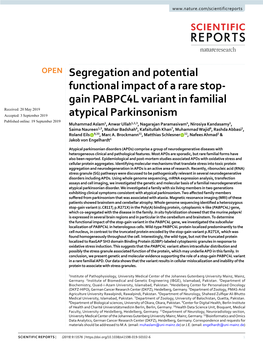 Segregation and Potential Functional Impact of a Rare Stop-Gain