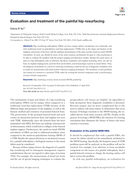 Evaluation and Treatment of the Painful Hip Resurfacing