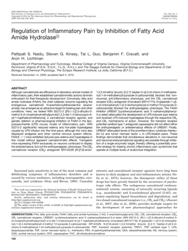 Regulation of Inflammatory Pain by Inhibition of Fatty Acid Amide Hydrolase□S