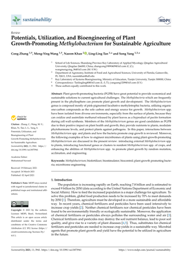 Potentials, Utilization, and Bioengineering of Plant Growth-Promoting Methylobacterium for Sustainable Agriculture