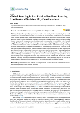 Global Sourcing in Fast Fashion Retailers: Sourcing Locations and Sustainability Considerations