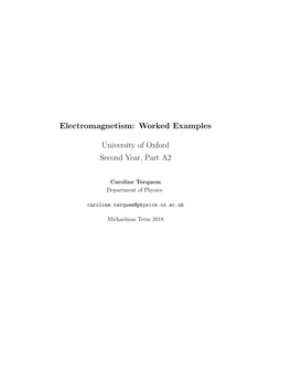 Worked Examples University of Oxford Second Year, Part A2