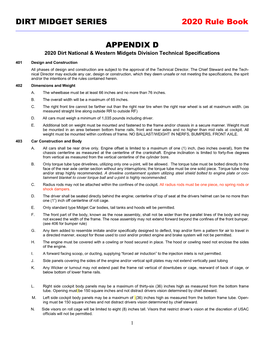 DIRT MIDGET SERIES 2020 Rule Book APPENDIX D