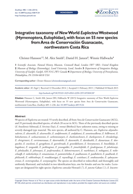 Integrative Taxonomy of New World Euplectrus Westwood