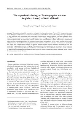 The Reproductive Biology of Dendropsophus Minutus (Amphibia: Anura) in South of Brazil