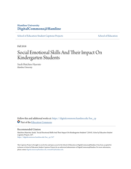 Social Emotional Skills and Their Impact on Kindergarten Students