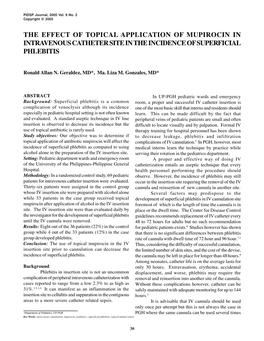 The Effect of Topical Application of Mupirocin in Intravenous Catheter Site in the Incidence of Superficial Phlebitis