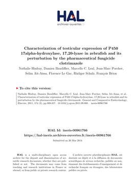 Characterization of Testicular Expression of P450 17Alpha-Hydroxylase, 17,20-Lyase in Zebrafish and Its Perturbation by the Phar