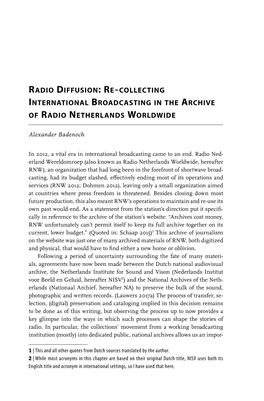 Radio Diffusion: Re-Collecting International Broadcasting in The