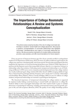 The Importance of College Roommate Relationships: a Review and Systemic Conceptualization