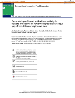 Crataegus Spp.) from Different Regions of Iran