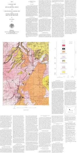 Quadrangle and a Reconnaissance Geologic Map of the Central