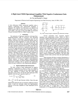 A High Gain CMOS Operational Amplifier with Negative Conductance Gain Enhancement Jie Yan and Randall L