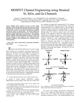 MOSFET Channel Engineering Using Strained Si, Sige, and Ge Channels