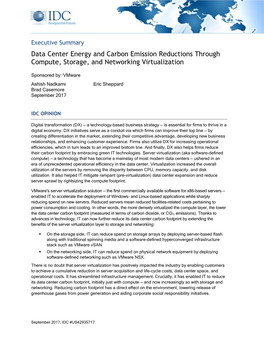 Data Center Energy and Carbon Emission Reductions Through Compute, Storage, and Networking Virtualization
