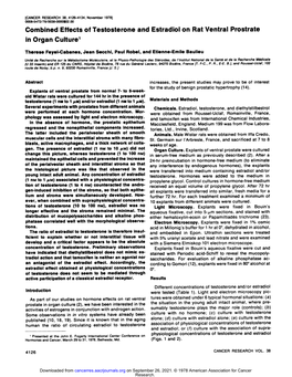 Combined Effects of Testosterone and Estradici on Rat Ventral Prostrate in Organ Culture1