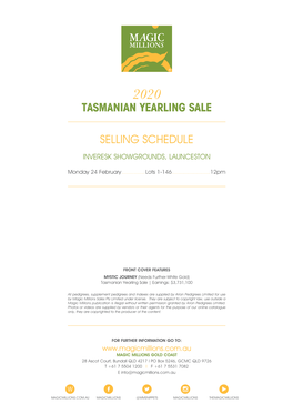 Selling Schedule Tasmanian Yearling Sale