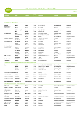 Liste Des Sociétaires SCIC ECLIS Au 1Er Février 2020