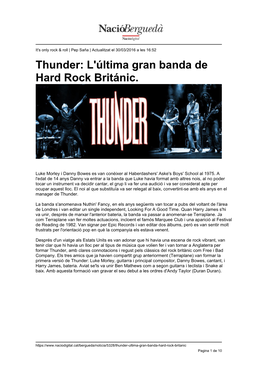 Thunder: L'última Gran Banda De Hard Rock Británic