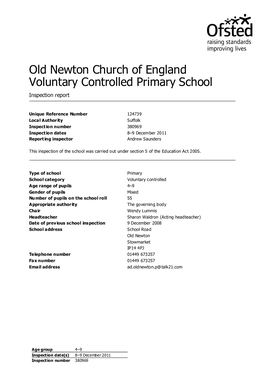 Old Newton Church of England Voluntary Controlled Primary School, 8–9 December 2011 2 of 14