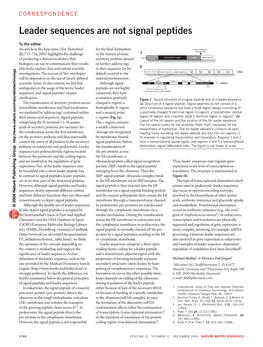 Leader Sequences Are Not Signal Peptides