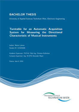 BACHELOR THESIS Turntable for an Automatic Acquisition System For