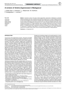 A Revision of Scleria (Cyperaceae) in Madagascar