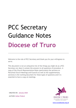 PCC Secretary Guidance Notes Diocese of Truro