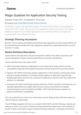 Magic Quadrant for Application Security Testing