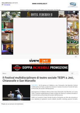 Il Festival Multidisciplinare Di Teatro Sociale TESPI a Jesi, Chiaravalle E San Marcello