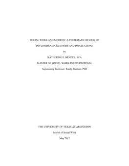 Social Work and Moreno: a Systematic Review Of