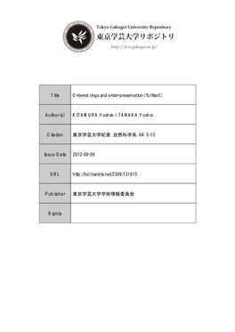 Title Ordered Rings and Order-Preservation( Fulltext ) Author(S)