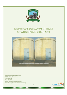 Mmadinare Development Trust Strategic Plan: 2014 - 2019