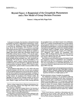 Beyond Fiasco: a Reappraisal of the Groupthink Phenomenon and a New Model of Group Decision Processes