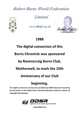 RBWF Burns Chronicle 1988