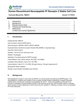 Human Recombinant Neuropeptide FF Receptor 2 Stable Cell Line