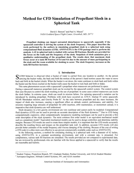 Method for CFD Simulation of Propellant Slosh in a Spherical Tank