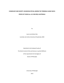 Cosmology and Society: Household Ritual Among the Terminal Classic Maya