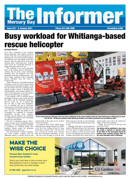 Busy Workload for Whitianga-Based Rescue Helicopter