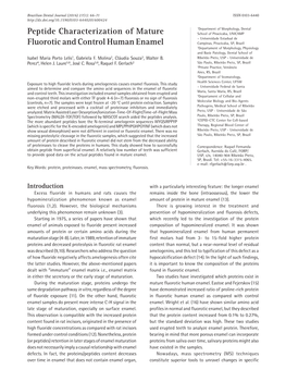 Peptide Characterization of Mature Fluorotic and Control Human Enamel