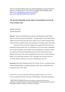 Randell Weedon Transatlantic Elinor Glyn Prepublication Draft