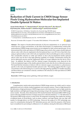 Reduction of Dark Current in CMOS Image Sensor Pixels Using Hydrocarbon-Molecular-Ion-Implanted Double Epitaxial Si Wafers