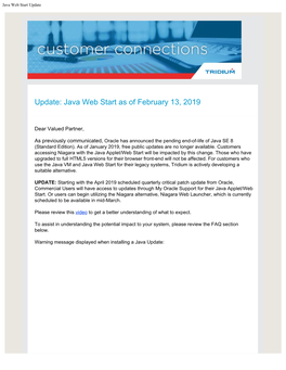 Update: Java Web Start As of February 13, 2019