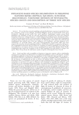 Reptilia: Squamata: Scincidae: Brachymeles): Taxonomic Revision of Pentadactyl Species Groups and Description of Three New Species