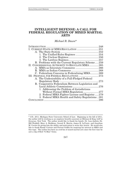 A Call for Federal Regulation of Mixed Martial Arts