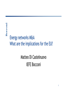 Energy Networks M&A What Are the Implications for the EU? Matteo Di