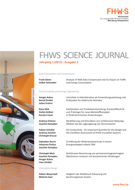 FHWS SCIENCE JOURNAL Jahrgang 1 (2013) - Ausgabe 2